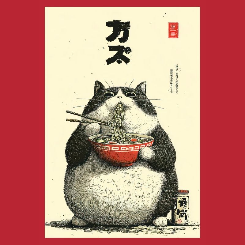 Chonky Cat Ramen Ukiyo-e