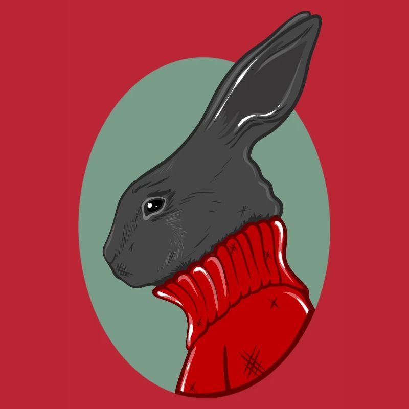 Hase mit rotem Pullover