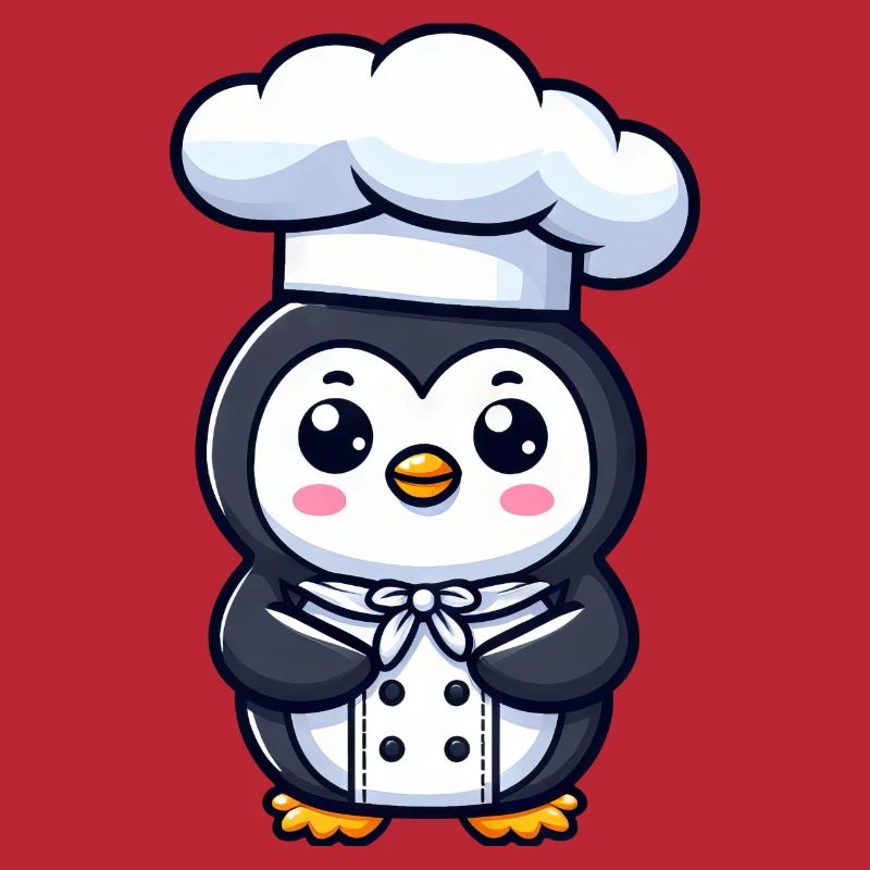 Cute Penguin Chef Cartoon Comic Design