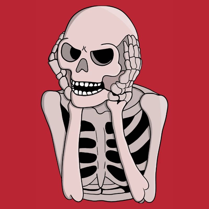 Ängstliche Skelettskizze
