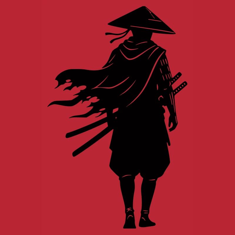 Schatten Krieger Samurai Strohhut