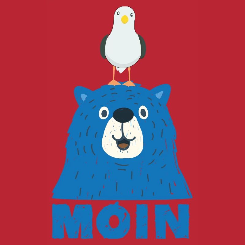Blauer Bär mit Möwe Kopf Moin Hamburger Dialekt 
