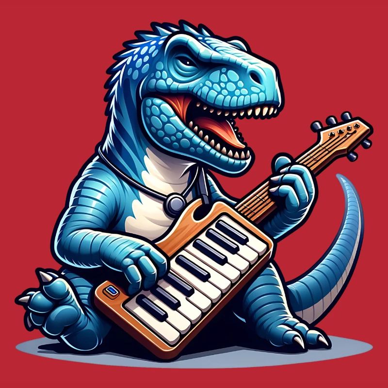 Cool Dino Keyboard Player Design