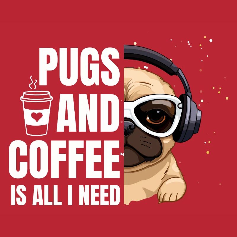 Cooler Kopfhörer Mops & Kaffee Design