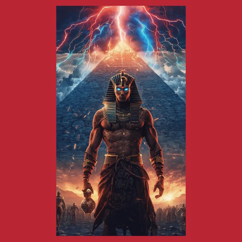Pharaon du Tonnerre devant la pyramide