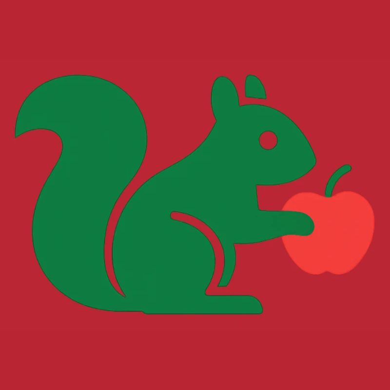 Grünes Eichhörnchen mit Apfel