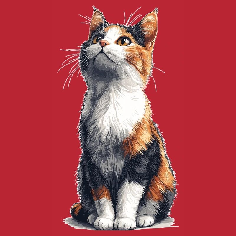 Chat comique assis coloré