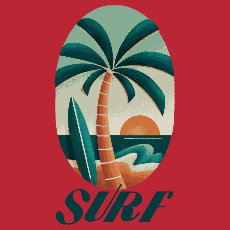 Surf Palm Tree and Beach