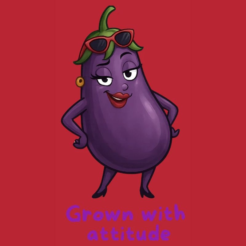Eggplant with attitude vegetable illustration