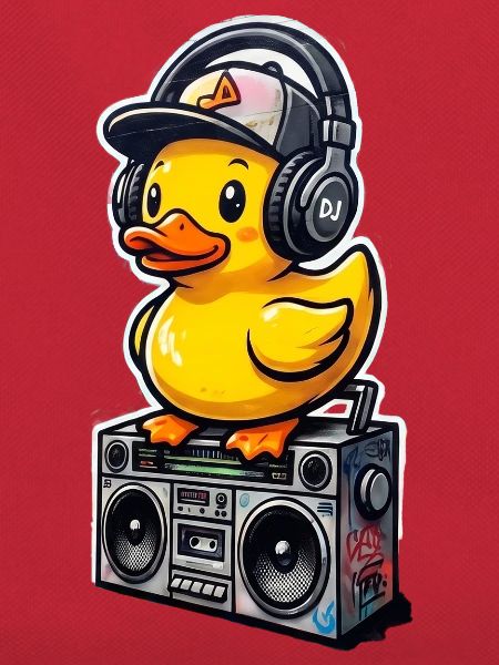DJ-Ente mit Kopfhörern