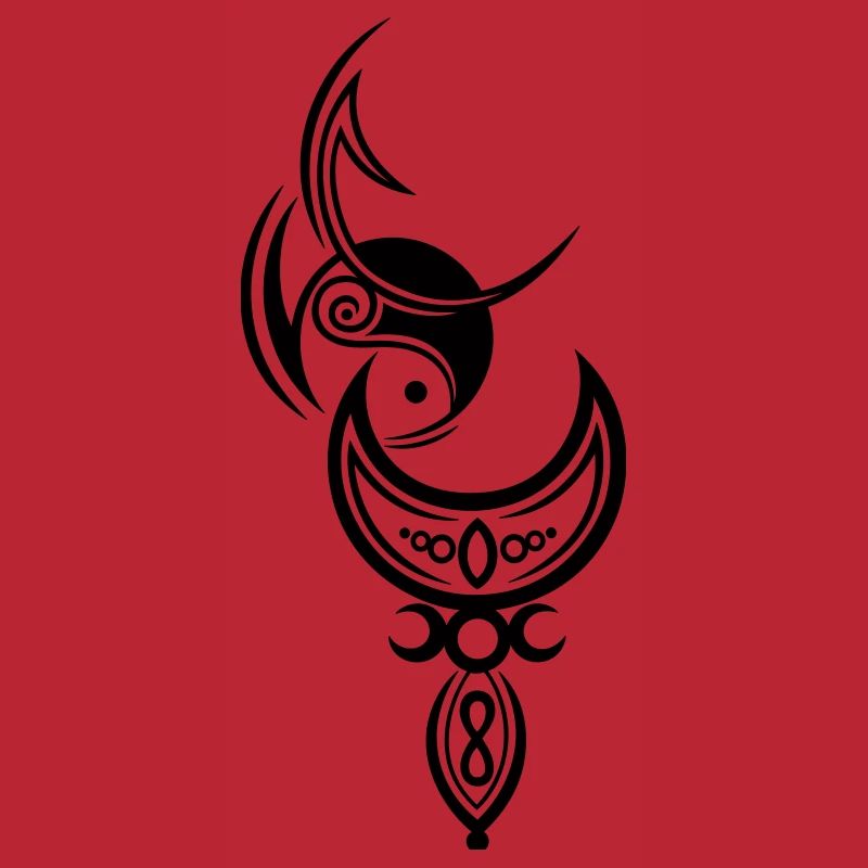 Moon with goddess, triple moon
