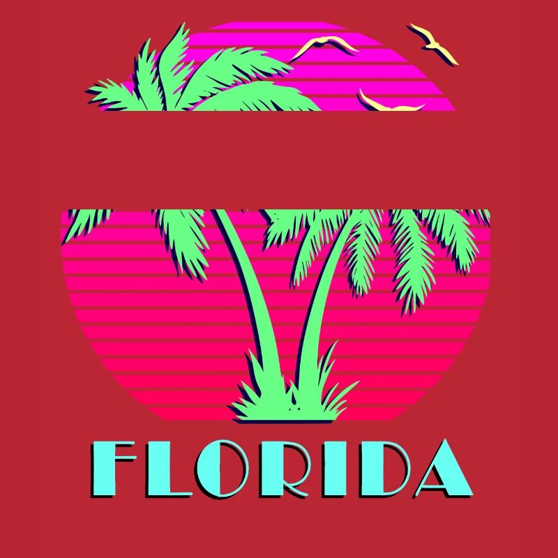 Florida Retro Palm Trees Sunset
