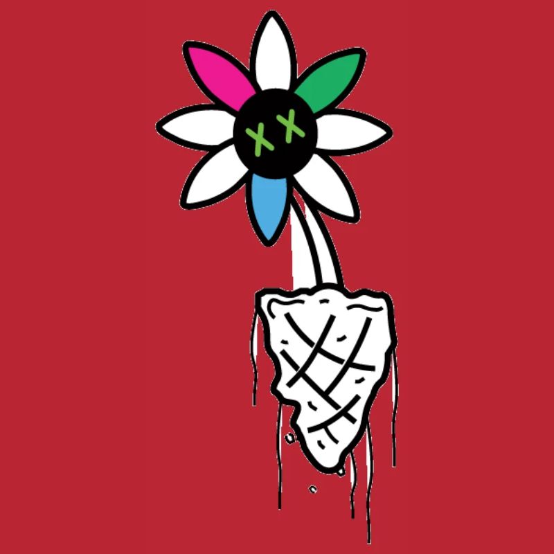 Illustration de crâne de fleur vive