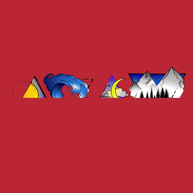 vier Elemente farbig quer