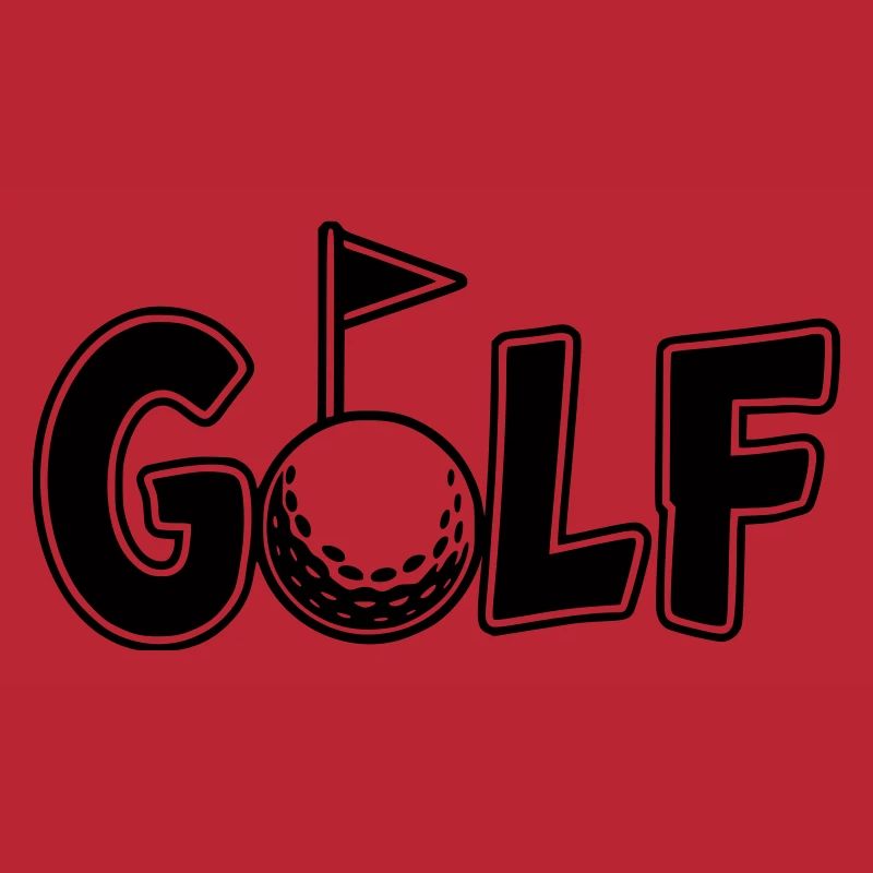 Lettrage de golf avec balle de golf et drapeau de golf