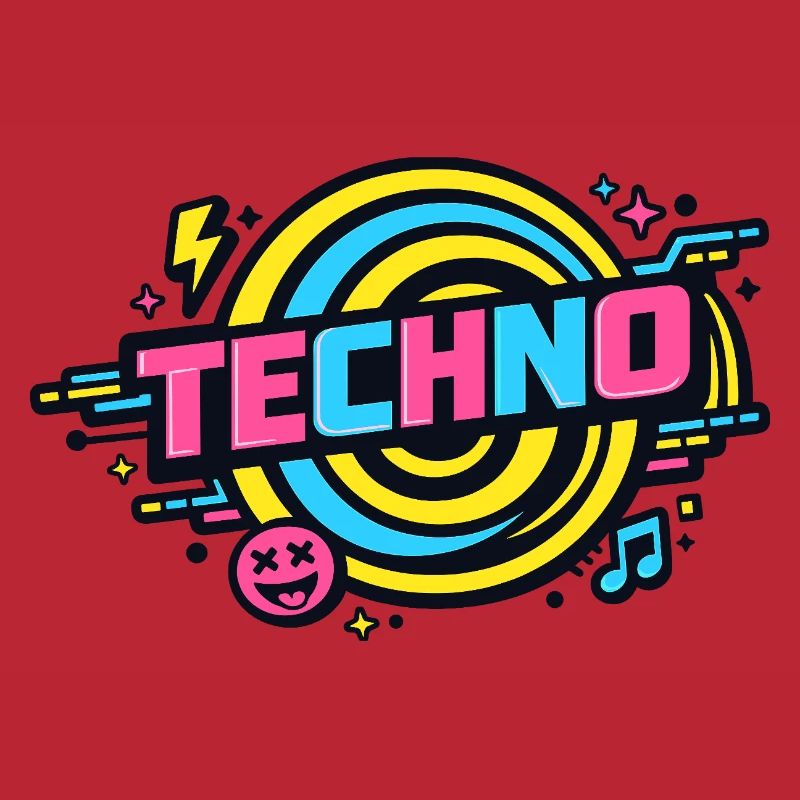 Techno Neon Retro Circle