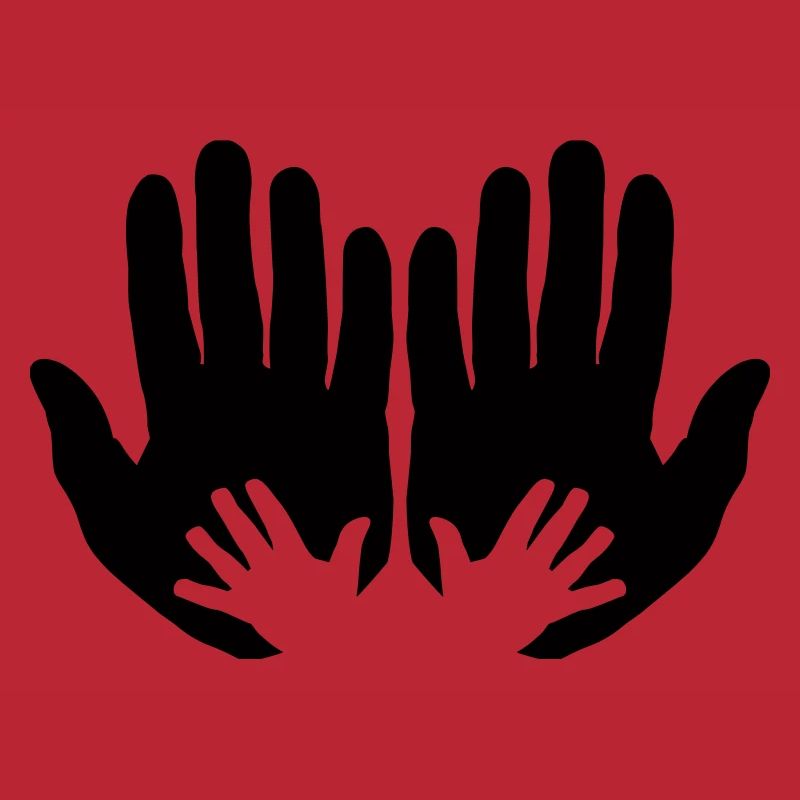 Open parents hands with children's hands