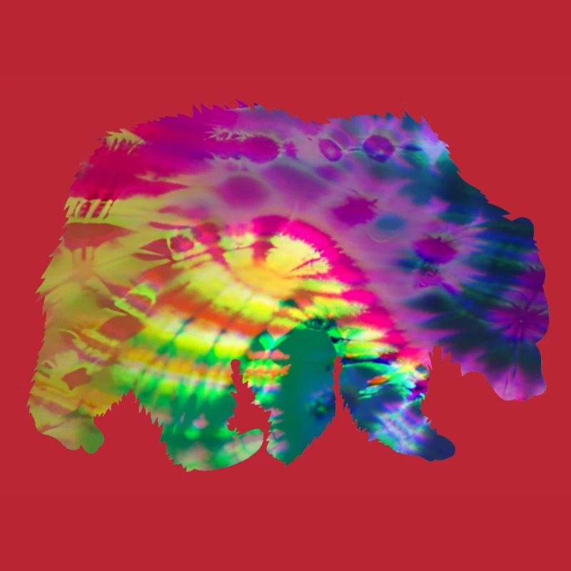 Bear Silhouette Tie Dye Batik Pattern