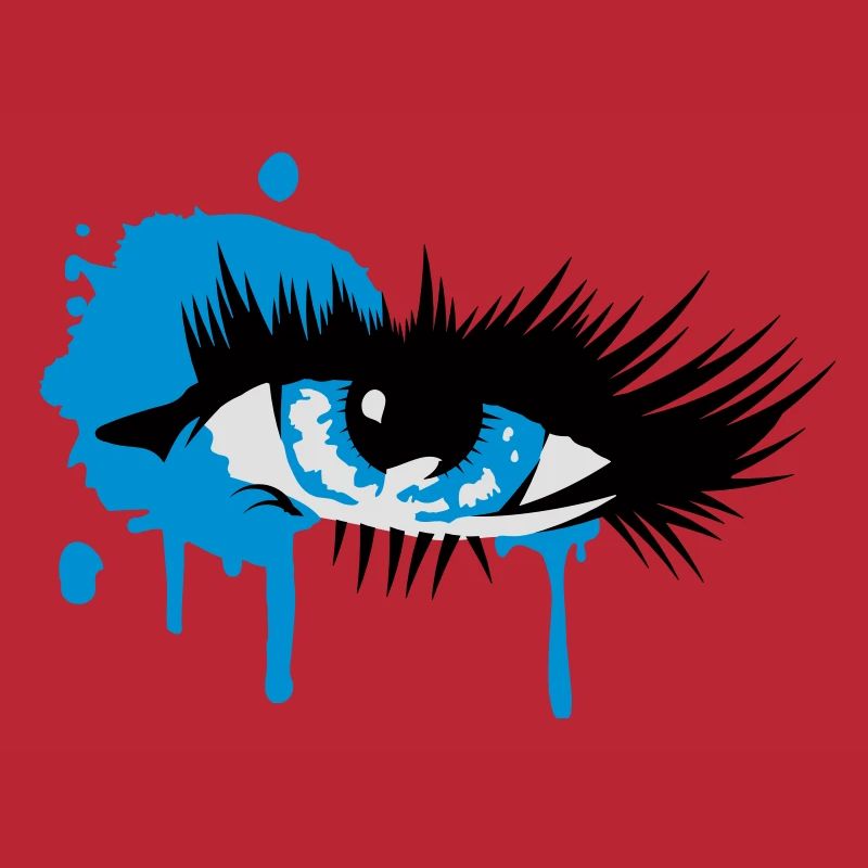 A colored eye with long eyelashes