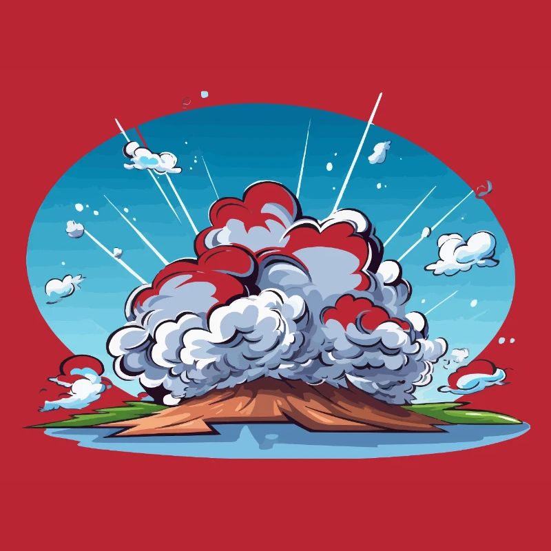 Comic Explosion im Landschaftspanorama