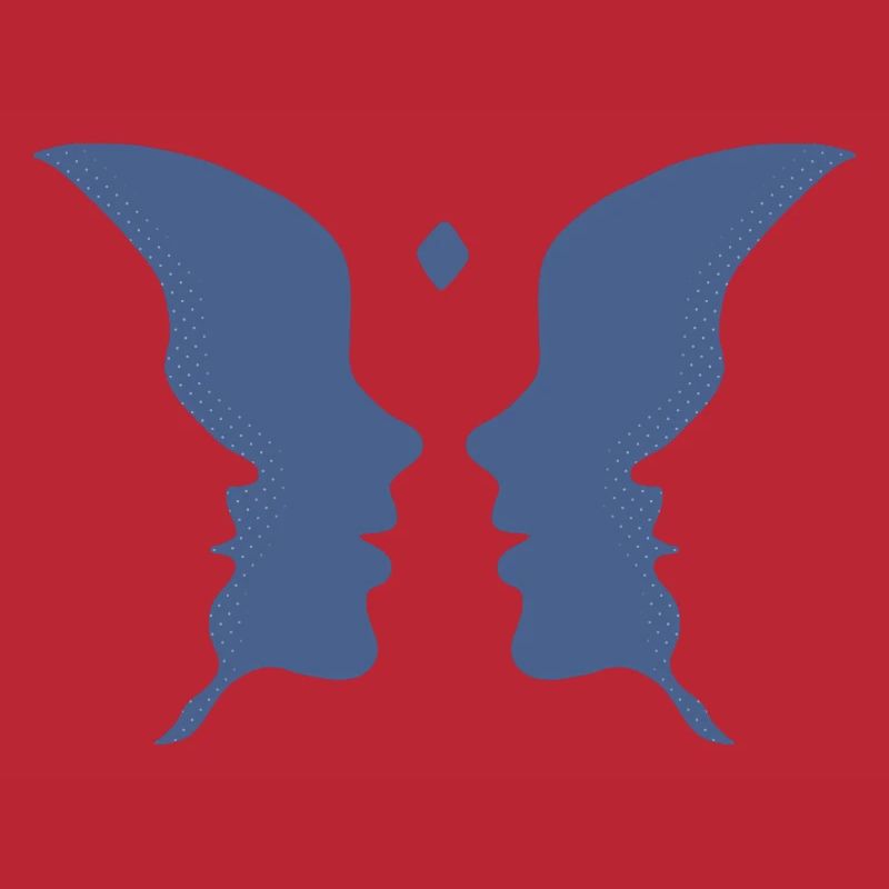 Küssende Gesichter oder ein Schmetterling