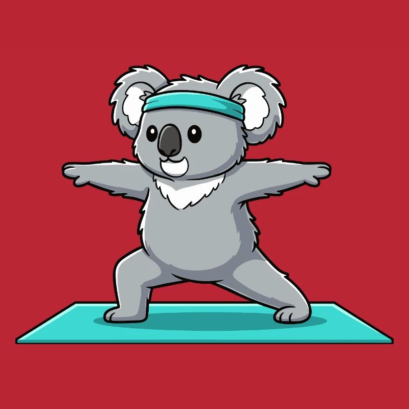 Yoga Koala Bear Doing Warrior Pose