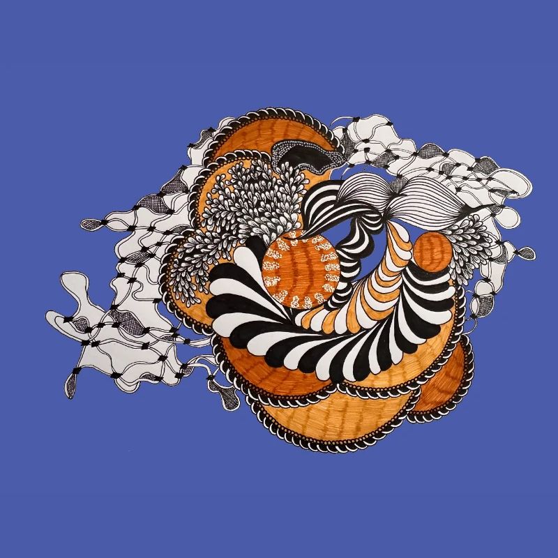 Orange Spiral Black and White Pattern