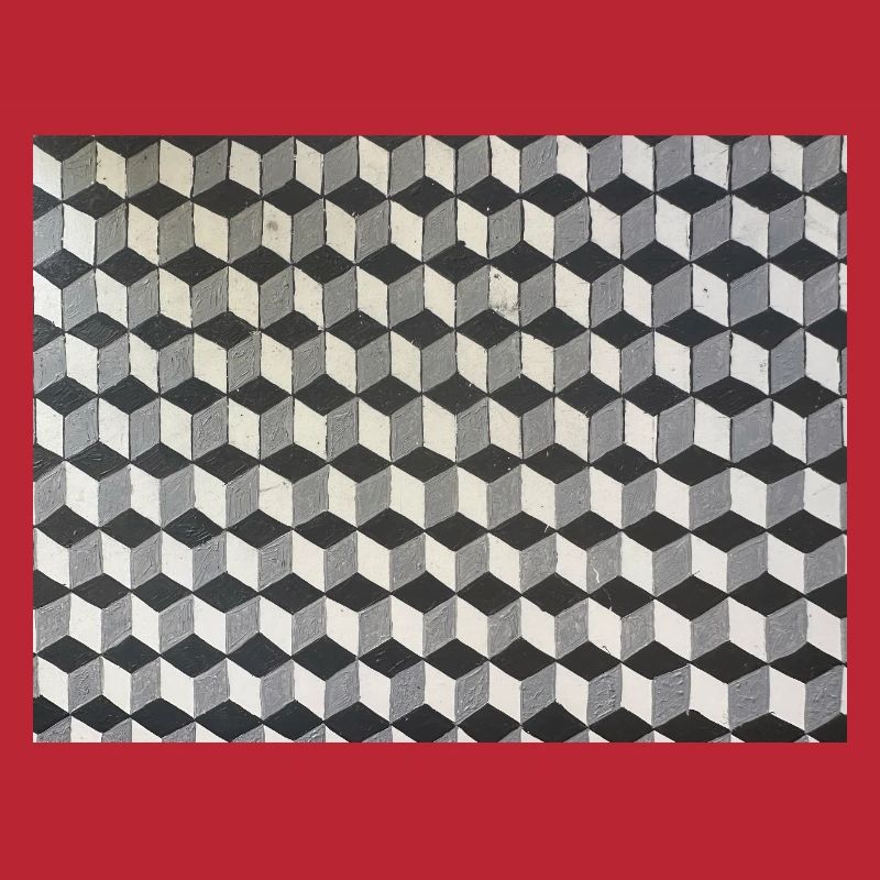 Three-dimensional cubes grayscale