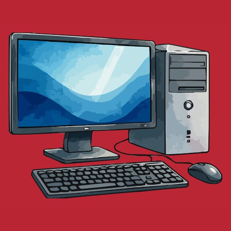 Retro PC Arbeitsstation Illustration