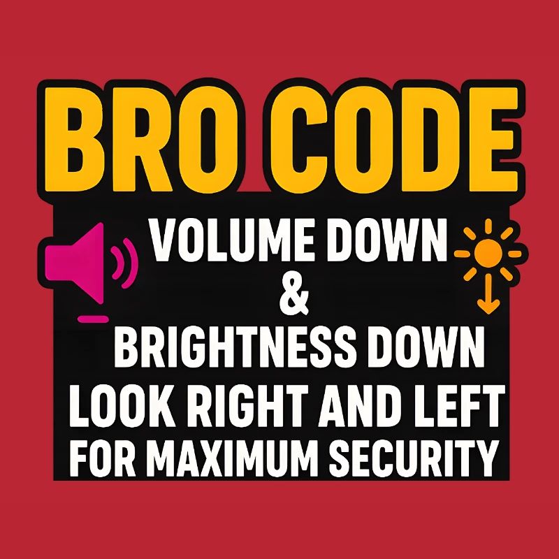 Bro Code Volume Down Look Right Left, Funny 