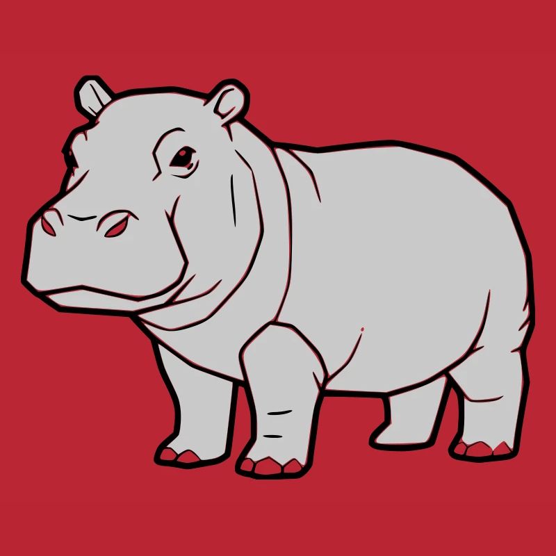 Nilpferd Stehend Comic Tier Zoo
