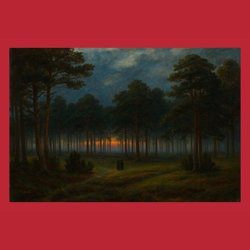Abenddämmerung im dunklen Wald