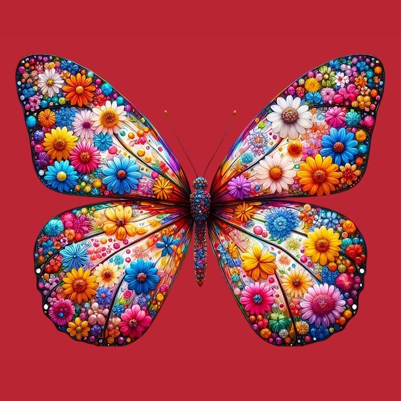 Papillon décoré de fleurs