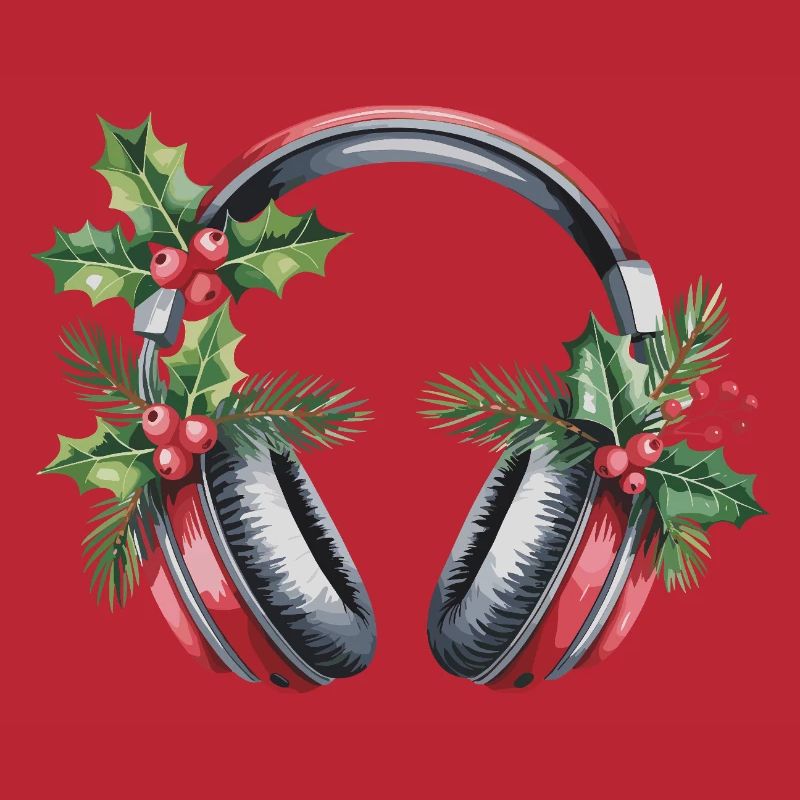 Weihnachtskopfhörer mit Tannengrün
