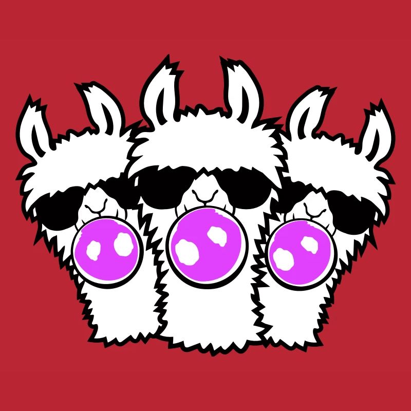 Three Llamas Bubblegum Sunglasses Squad Group Cute