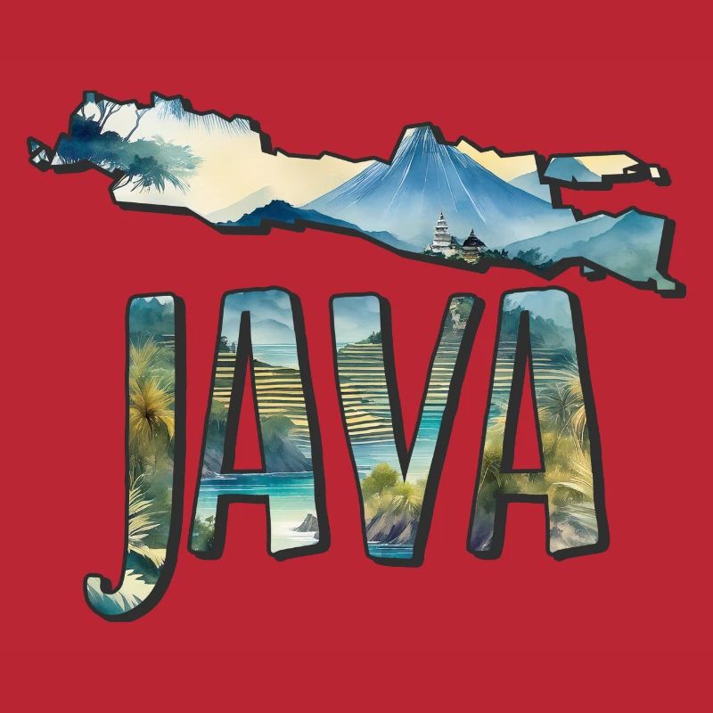 Carte aquarelle Java