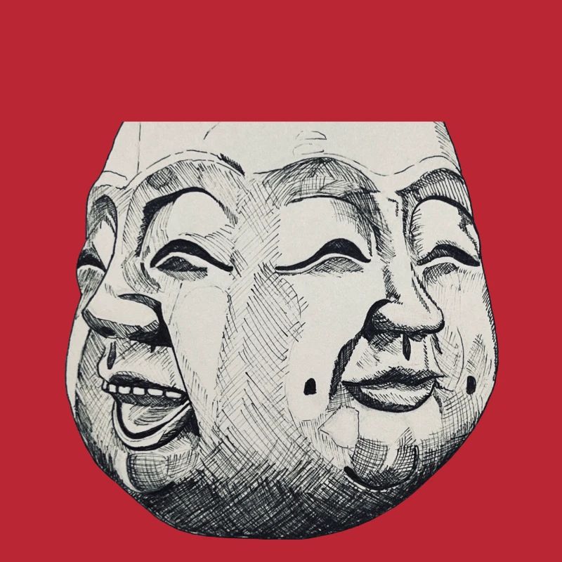 Buddha Head Four Faces Joy Contentment