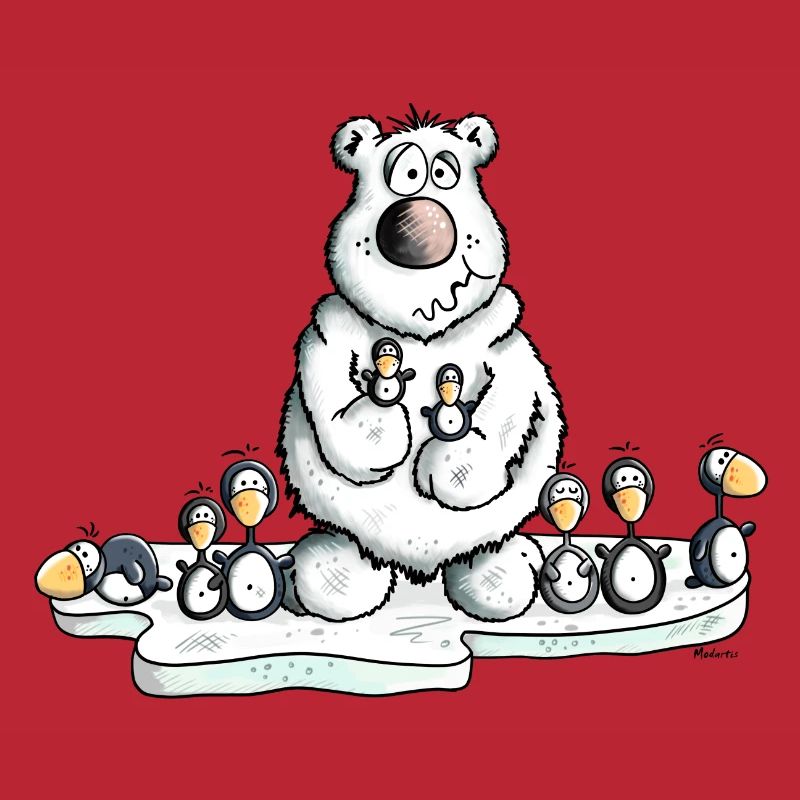 Polar Bear with Penguins