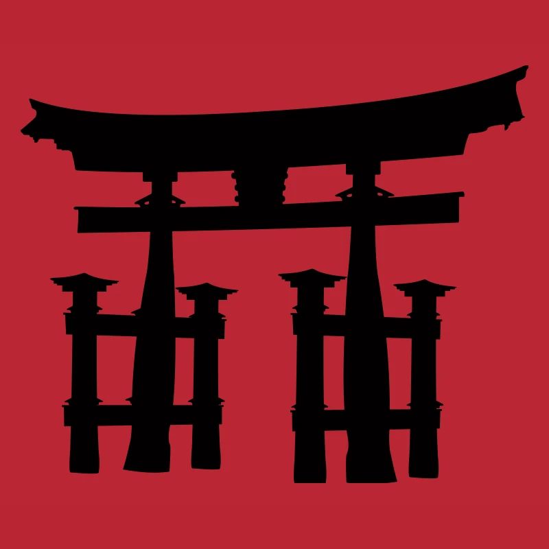 Japanisches Torii oder Tor transparentes Schattenbild