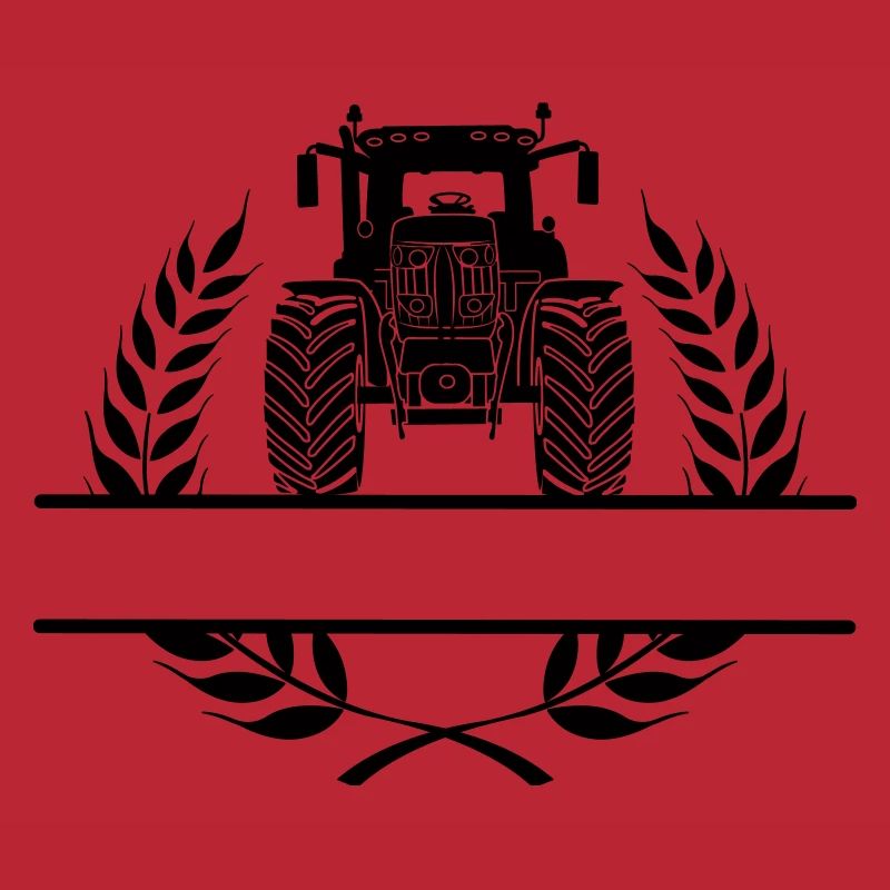 Traktor-Frontansicht im Lorbeerkranz