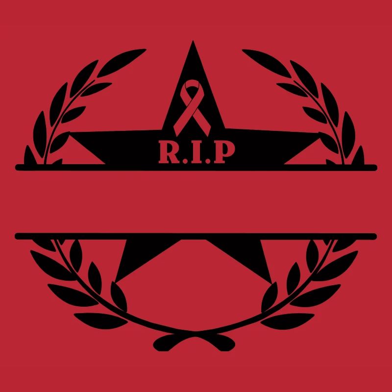 Lorbeerkranz Stern und Schleife RIP