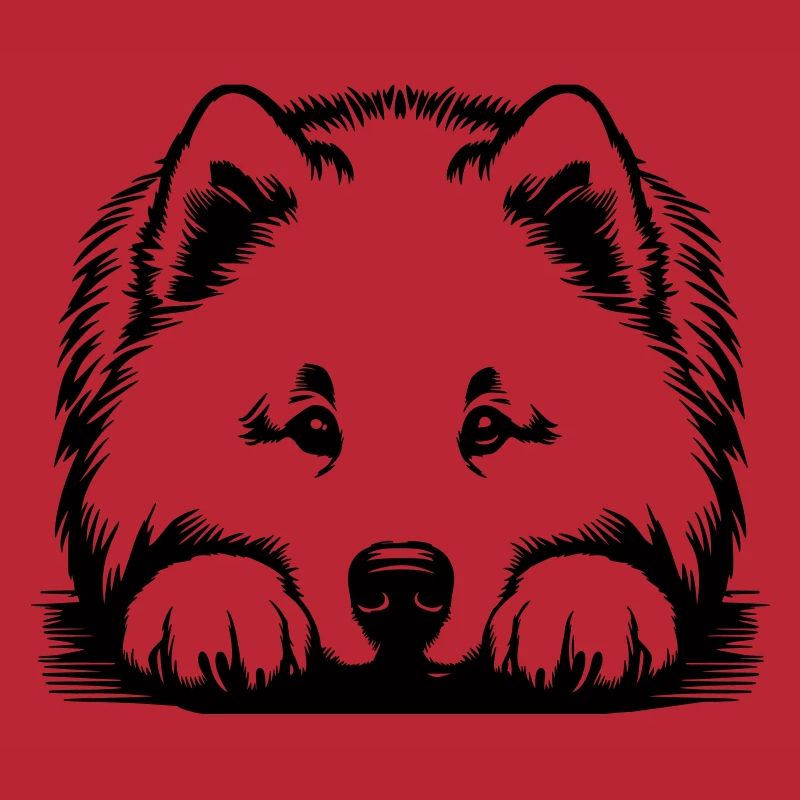 Samoyed head with paws