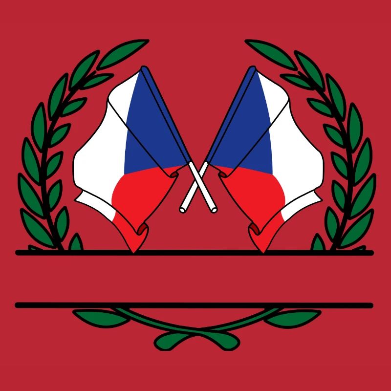 Drapeaux République tchèque couronne de laurier bannière