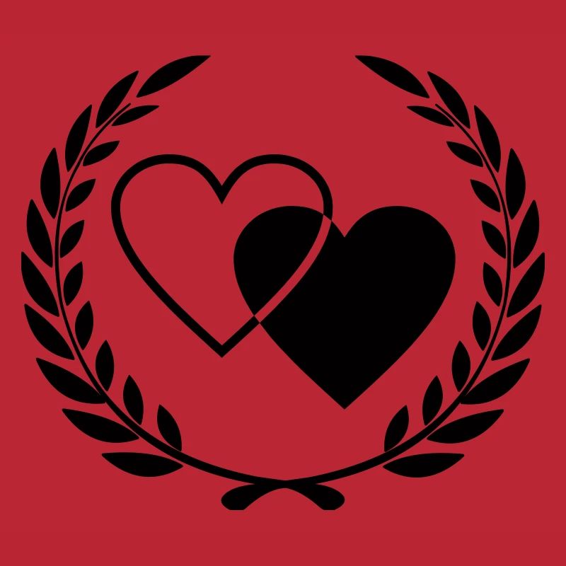 Two hearts with wreath