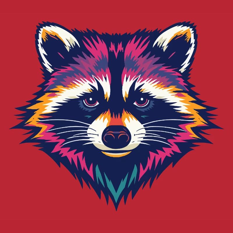 Farbexplosion Waschbär Kopf