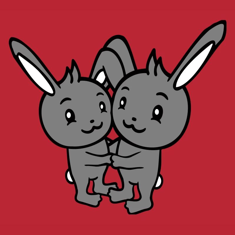 2 lapins deux amis équipe équipage couple câlin mignon