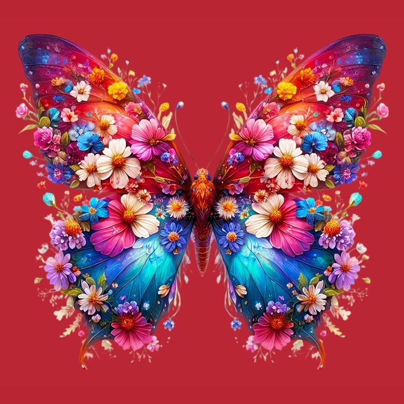 Papillon décoré de fleurs