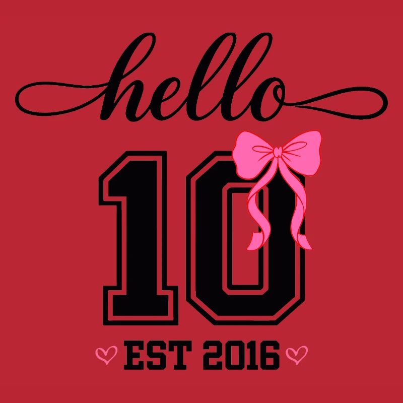 Hello 10 Est 2016 Mädchen Geburtstag Design