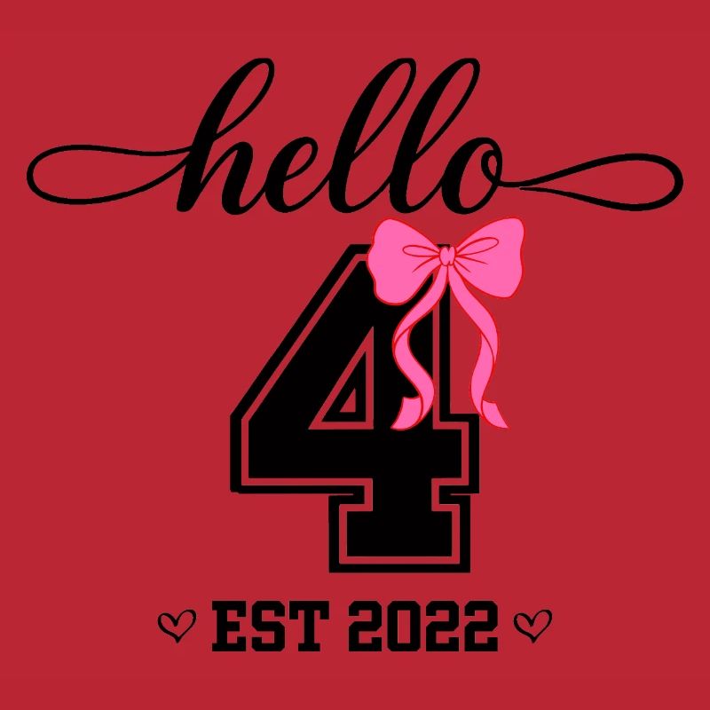 Hello 4 Est 2022 Mädchen Geburtstag Design