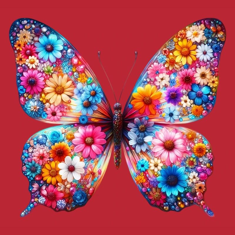Papillon décoré de fleurs